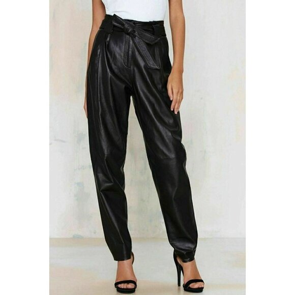 Just Female Womens Black Leather Sago Pants defect - Picture 1 of 11